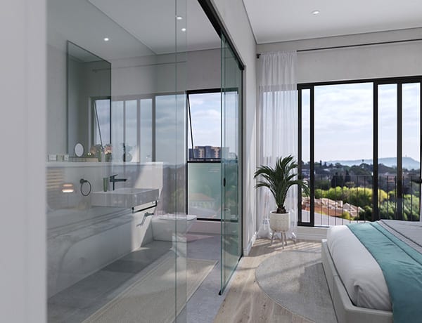http://The%20Emerald_Penthouse%20Bedroom%20Blue%20Bedding%20Entrance
